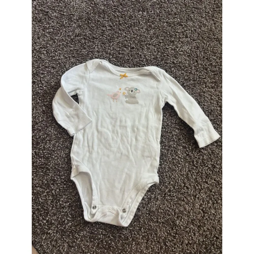 Carter's White Koala & Bird Long Sleeve Bodysuit 9 Months